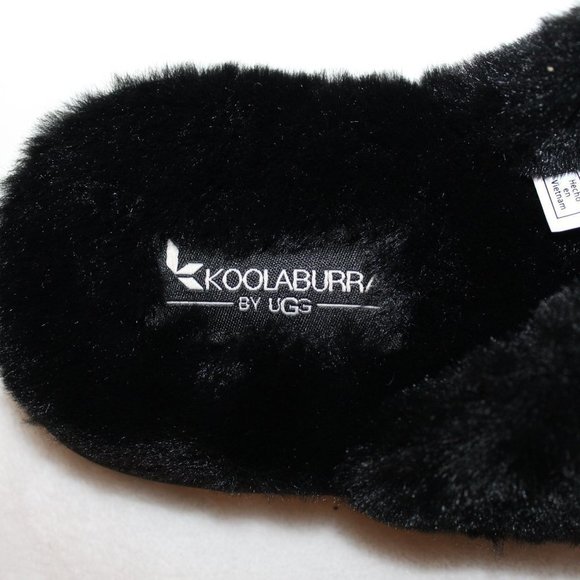 UGG KOOLABURRA BLACK‎ FUR SLIPPER SANDALS NEW! - Picture 4 of 7